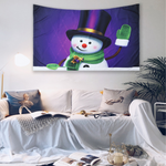 3D Snowman Wall Tapestry Backdrop Decor Art Blanket Home Living Room Merry Christmas