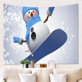 3D Snowman Wall Tapestry Backdrop Decor Art Blanket Home Living Room Merry Christmas