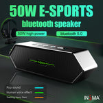 INSMA Aurora 50W bluetooth Gaming Speaker Dual Drivers Stereo Bass EQ Effect TWS 6600mAh TF Card AUX IPX5 Waterproof Wireless Speaker