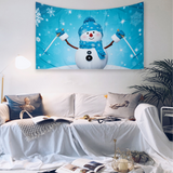 3D Snowman Wall Tapestry Backdrop Decor Art Blanket Home Living Room Merry Christmas