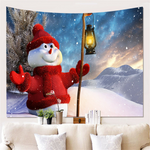 3D Snowman Wall Tapestry Backdrop Decor Art Blanket Home Living Room Merry Christmas