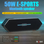 INSMA Aurora 50W bluetooth Gaming Speaker Dual Drivers Stereo Bass EQ Effect TWS 6600mAh TF Card AUX IPX5 Waterproof Wireless Speaker