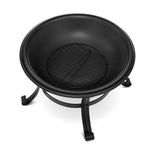 [US/ EU Direct] XMUND XM-CG1 22 Inch Steel Fire Pits Firepit With Mesh Screen Durability and Rustproof Fire Bowl BBQ Grill for Outdoor Wood Burning Camping Bonfire Garden Beaches Park