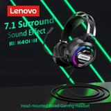 Lenovo H401 Gaming Headset Over-ear 3.5mm USB 7.1 Surround Sound Deep Bass Stereo Game Headphones with Mic for PC Laptop Gamer